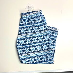 Kids blue flannel pajama pants with maple leafs